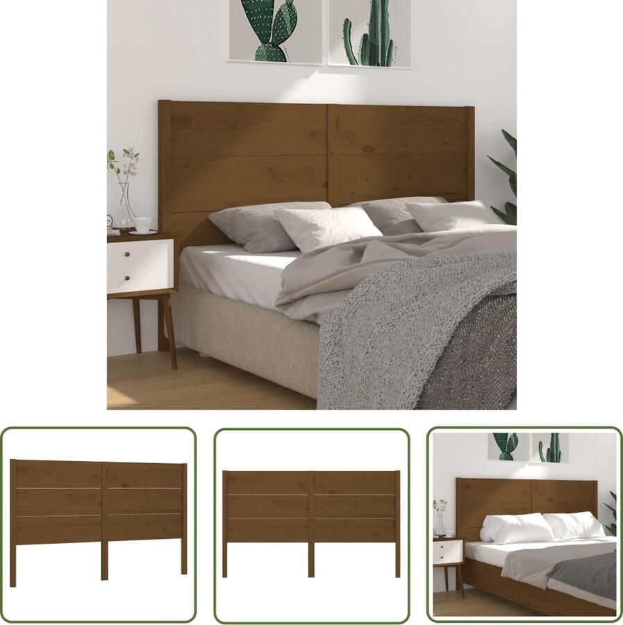 The Living Store Houten Hoofdeinde Rustieke Charme Hoogwaardig Grenenhout 126 x 4 x 100 cm Honingbruin Hoofdboard Hoofdkussen Houten Hoofdbord Rustic Decor Vintage Meubels
