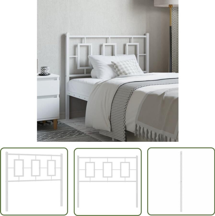 The Living Store Hoofdbord 100 cm metaal wit Hoofdbord Hoofdkussen Beddecoratie Slaapkamerinrichting Modern Hoofdbord