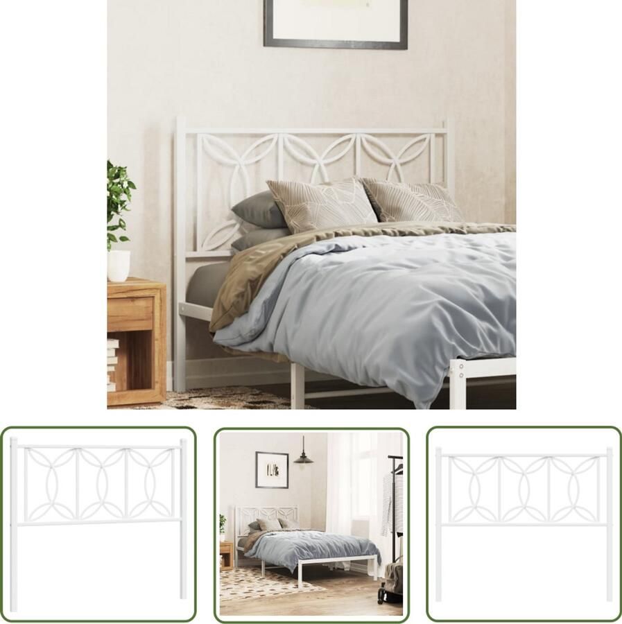VidaXL Hoofdbord 100 cm metaal wit Hoofdbord Hoofdkussen Beddecoratie Slaapkamerstijl Designmeubilair