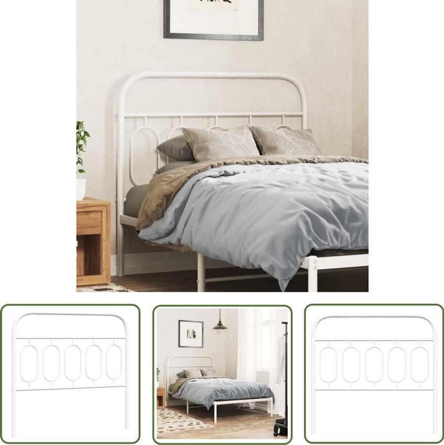 VidaXL Hoofdbord 107 cm metaal wit Hoofdbord Hoofdkussen Beddecoratie Slaapkamermeubilair Staalbed