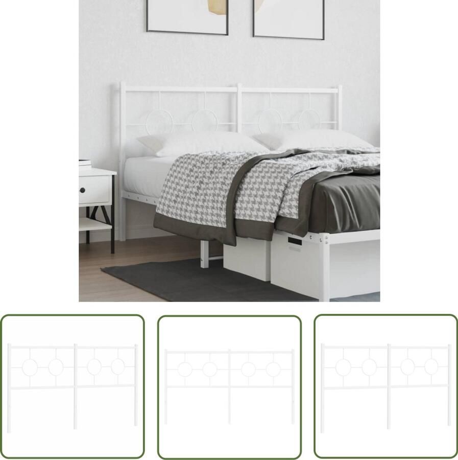 The Living Store Hoofdbord 150 cm metaal wit Hoofdbord Hoofdkussen Slaapkamerdecoratie Designhoofdboard Modern Hoofdbord