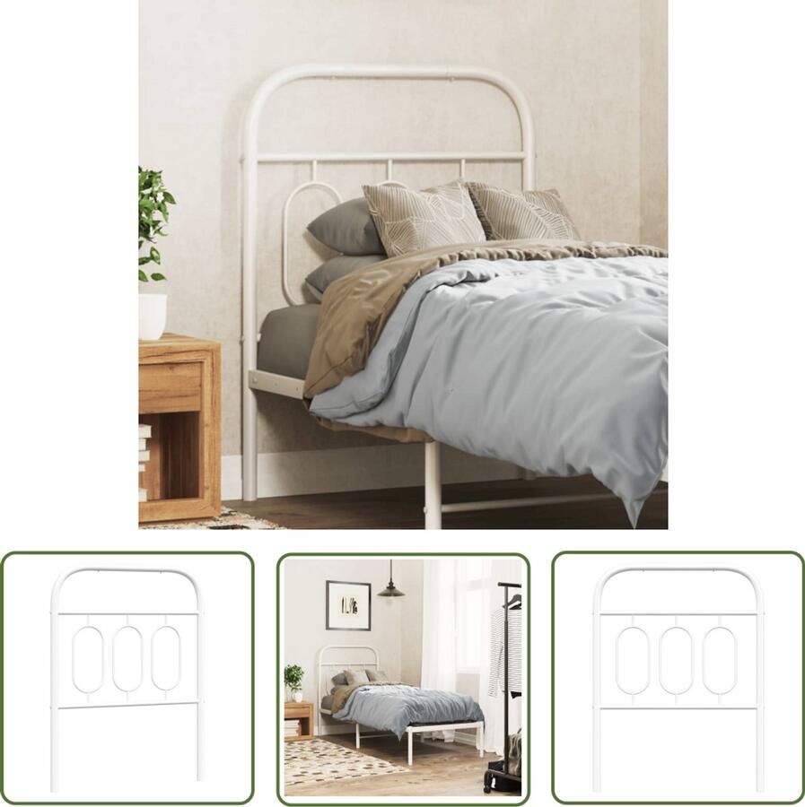 The Living Store Hoofdbord 75 cm metaal wit Hoofdbord Hoofdkussen Beddecoratie Slaapkamer Decoratie Modern Hoofdbord