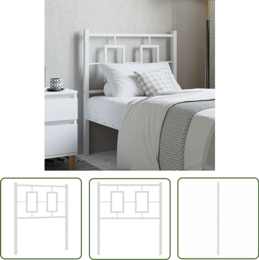 The Living Store Hoofdbord 75 cm metaal wit Hoofdbord Hoofdkussen Slaapkamer Decoratie Design Hoofdbord Staal Hoofdbord