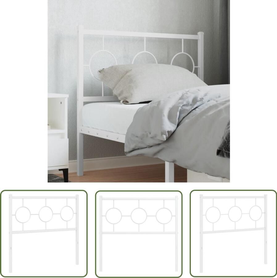 The Living Store Hoofdbord 90 cm metaal wit Hoofdbord Hoofdkussen Beddecoratie Slaapkamerstijl Designmeubilair