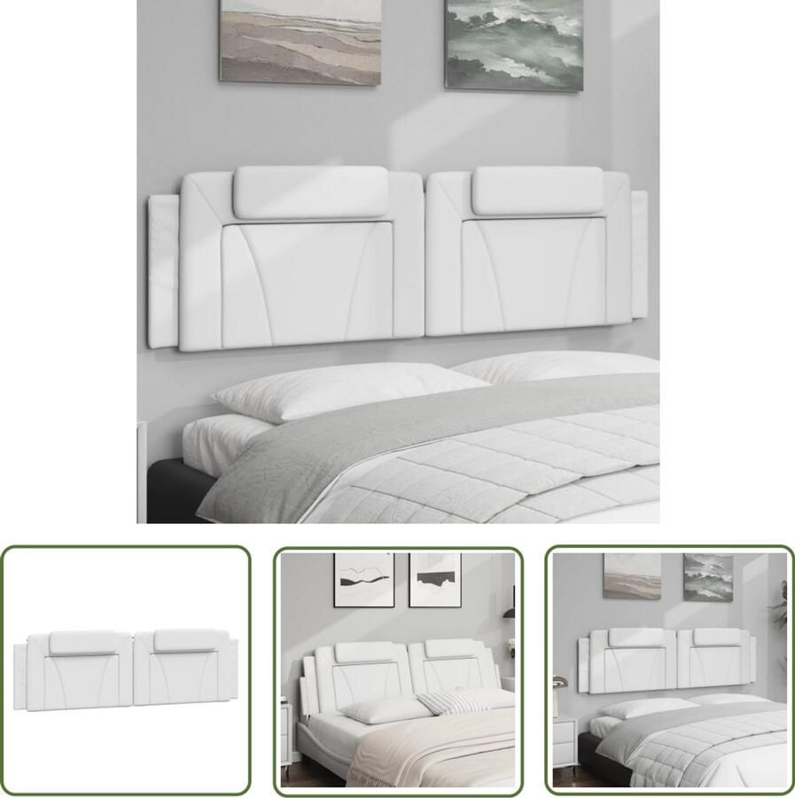 The Living Store Hoofdbordkussen 180 cm kunstleer wit Hoofdbordkussen Hoofdkussen Kunstleder Witte Hoofdborden Slaapcomfort