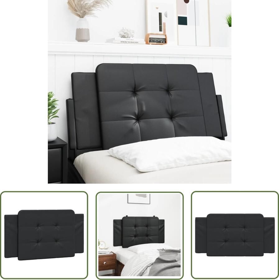 The Living Store Hoofdbordkussen 100 x 48 cm Duurzaam Kunstleer Zwart Hoofdbordkussens Hoofdkussen Kunstleder Zwarte Hoofdborden Ergonomisch Hoofdkussen