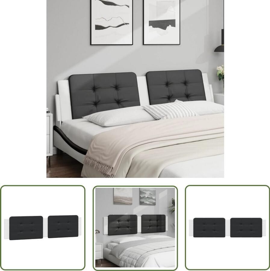 VidaXL Hoofdkussens Hoofdboardkussen Hoofdbordkussen Zadar 200 cm kunstleer zwart en wit Kunstleder Zwarte Hoofdborden Witte Hoofdborden