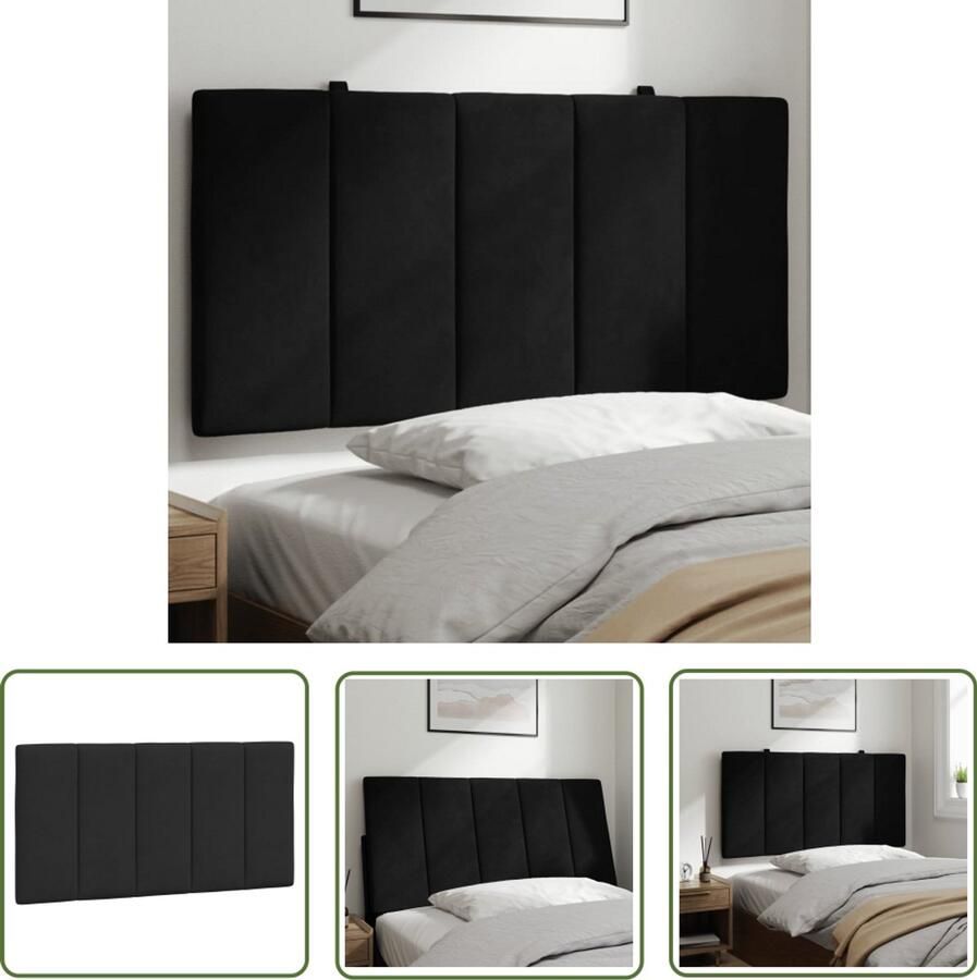 VidaXL Hoofdkussens Hoofdbordkussen Hanko 100 cm fluweel zwart Zwarte Hoofdborden Fluweelkussen Design Hoofdbord