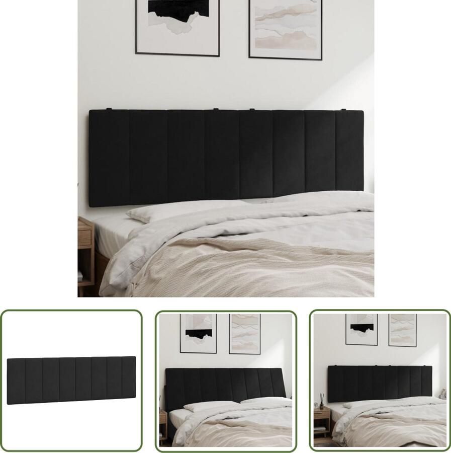 VidaXL Hoofdbordkussen Hanko 160 cm fluweel zwart Hoofdbordkussen Hoofdkussens Luxe Hoofdbord Fluweel Hoofdbord Zwart Hoofdbord