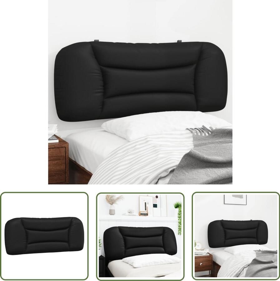 The Living Store Hoofdbordkussen 100 cm kunstleer zwart Hoofdbordkussen Hoofdkussens Kunstleder Zwarte Hoofdborden Slaapcomfort