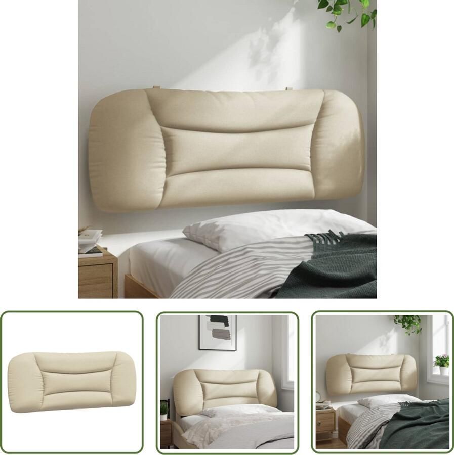 VidaXL Hoofdbordkussen Hvar 100 cm stof crèmekleurig Hoofdbordkussen Hoofdkussens Creme Kleur Stof Hoofdbord Beddecoratie