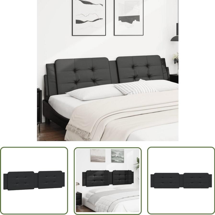 VidaXL Hoofdbordkussen Zadar 200 cm kunstleer zwart Hoofdbordkussen Hoofdkussens Kunstleer Zwart Design Hoofdbord