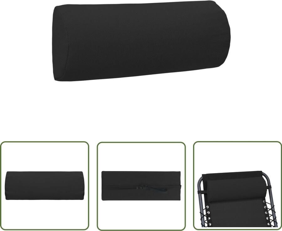 VidaXL Hoofdsteun Ligstoel Zwart Textileen 40x7 5x15 cm Tuinstoel Ligstoel Hoofdsteun Textileen Zwarte Stoel Comfort Buitenkussens Tuinkussens Zonnige Dagen Relaxen Terrasdecoratie