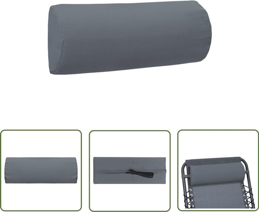 The Living Store Hoofdsteun voor ligstoel 40x7 5x15 cm textileen grijs Tuinstoel Ligstoel Hoofdsteun Textiel Grijs - Foto 2