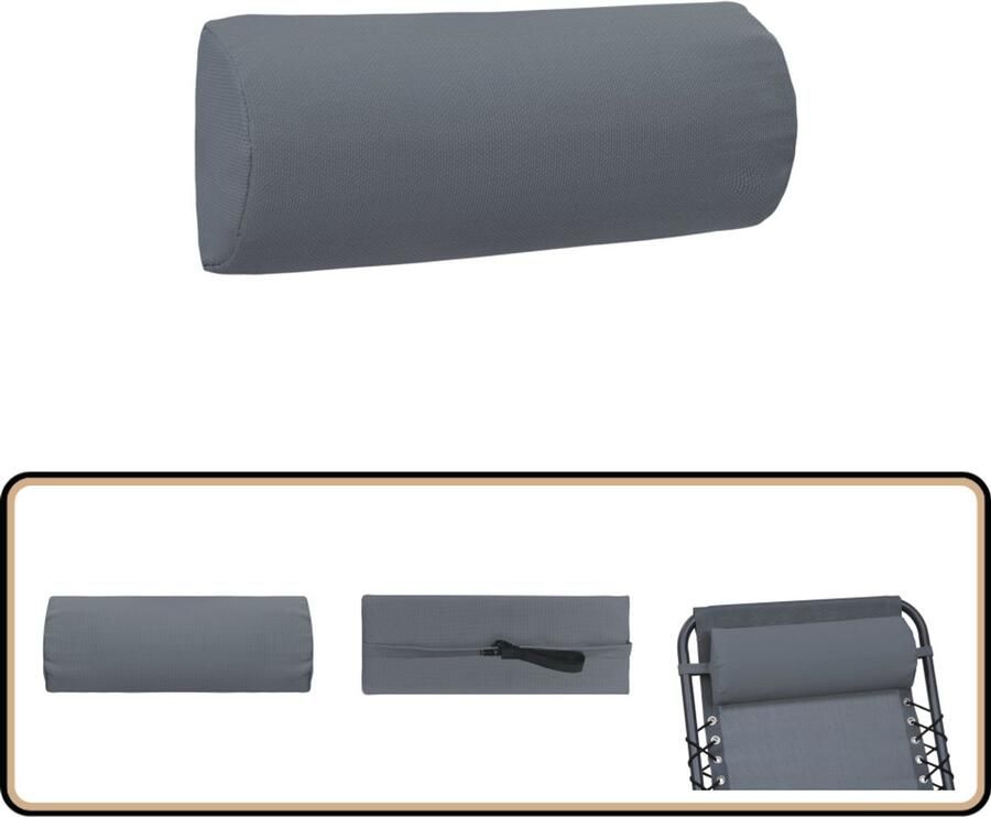 The Living Store Hoofdsteun voor ligstoel 40x7 5x15 cm textileen grijs Tuinstoel Ligstoel Hoofdsteun Textiel Grijs