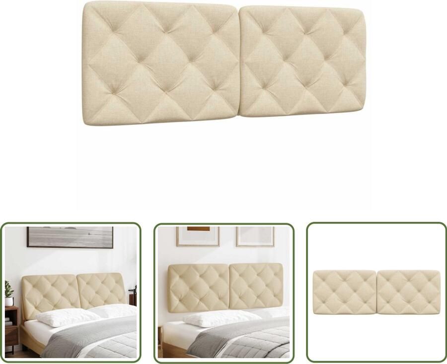 VidaXL Hoofdsteunen Hoofdbordkussen 140 cm stof crèmekleurig Slaapcomfort Luxe Beddengoed Kapstok
