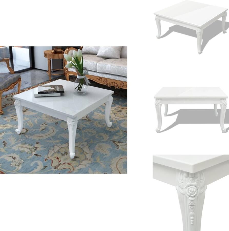 VidaXL Hoogglans Salontafel Hoogglans Salontafels Hoogglans Tafel Hoogglans Tafels Salontafel 80x80x42 cm hoogglans wit