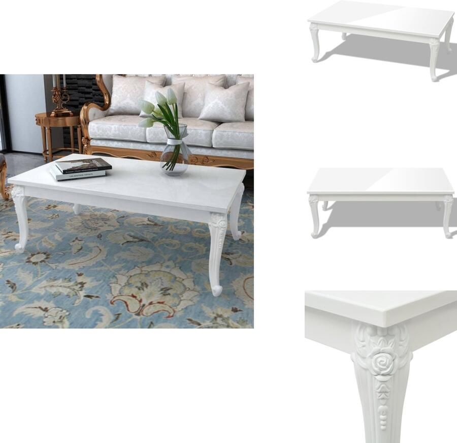 VidaXL Hoogglans Salontafel Hoogglans Salontafels Hoogglans Tafel Hoogglans Tafels Salontafel 115x65x42 cm hoogglans wit
