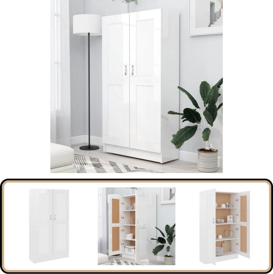VidaXL Hoogglans witte boekenkast 82 5x30 5x150 cm Boekenkast Houten Boekenkast Witte Boekenkast Bibliotheek Opslagmeubilair Livingroom Furniture Saloninrichting Kantoorboekenschuif