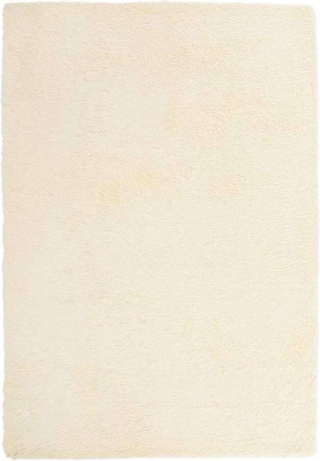 VidaXL Hoogpolig vloerkleed 200x290cm polyester hoogpolig crèmekleurig