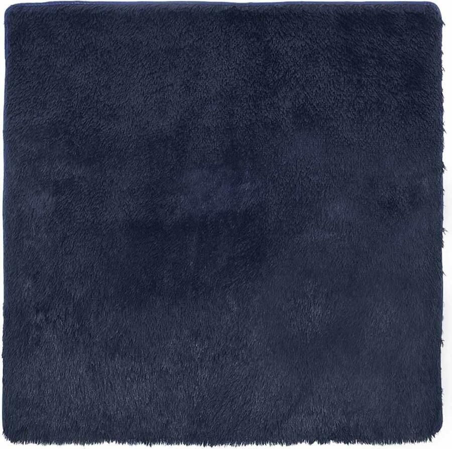 VidaXL Hoogpolig vloerkleed hoogpolig 160x160 cm polyester donkerblauw