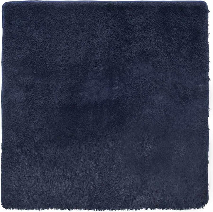 VidaXL Hoogpolig vloerkleed hoogpolig 200x200 cm polyester donkerblauw