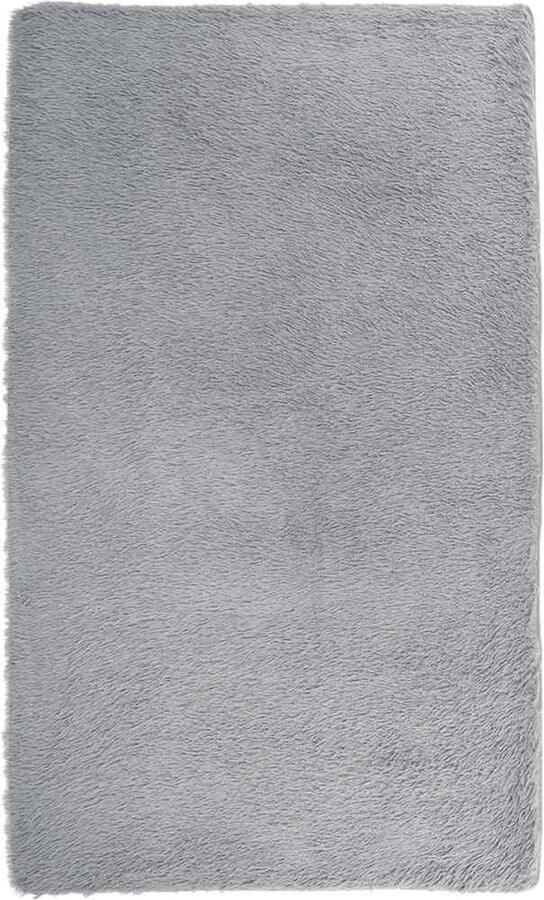 VidaXL Hoogpolig vloerkleed hoogpolig 80x150 cm polyester zilvergrijs - Foto 2