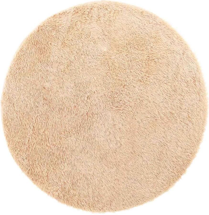 VidaXL Hoogpolig vloerkleed 100x100 cm polyester hoogpolig beige