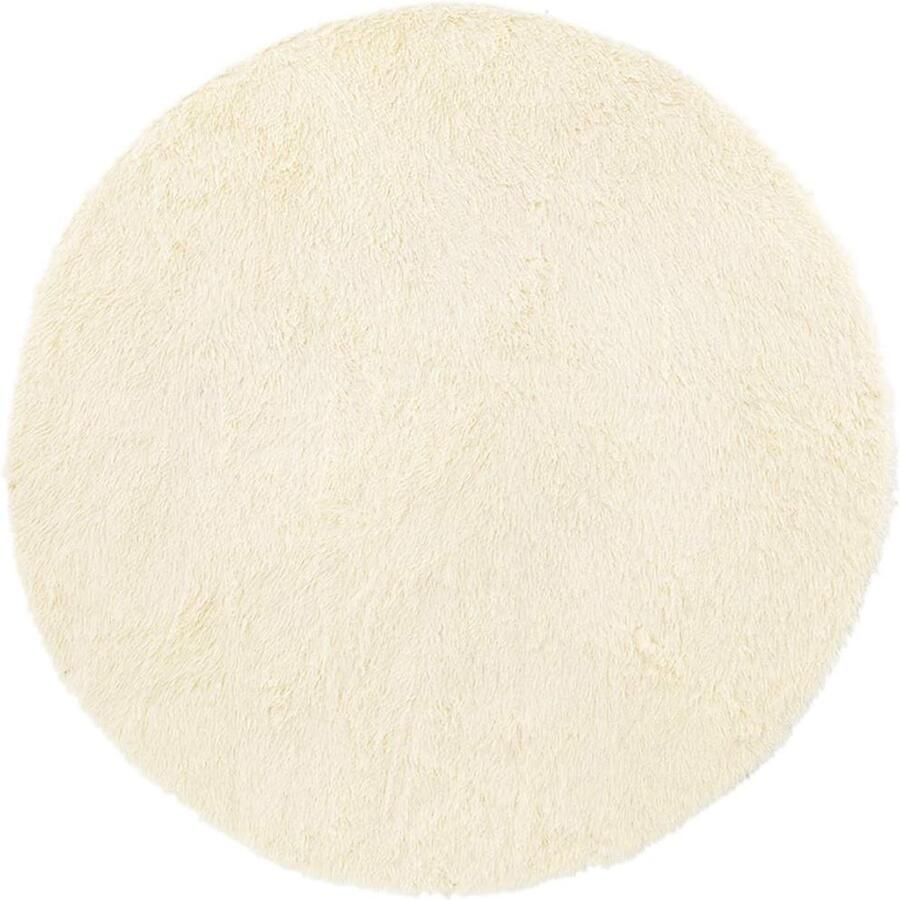 VidaXL Hoogpolig vloerkleed 100x100cm polyester hoogpolig crèmekleurig