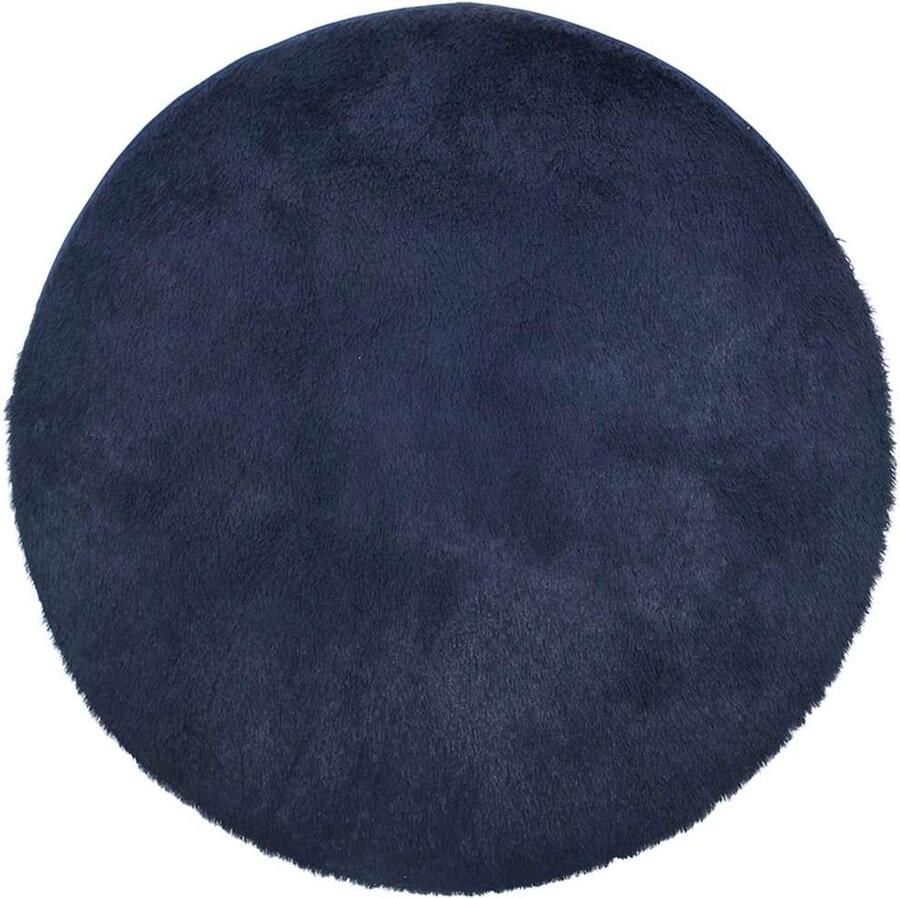VidaXL Hoogpolig vloerkleed hoogpolig 100x100 cm polyester donkerblauw