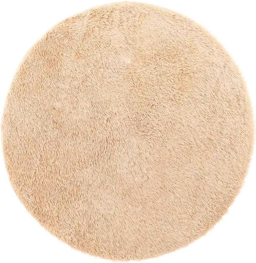 VidaXL Hoogpolig vloerkleed 120x120 cm polyester hoogpolig beige