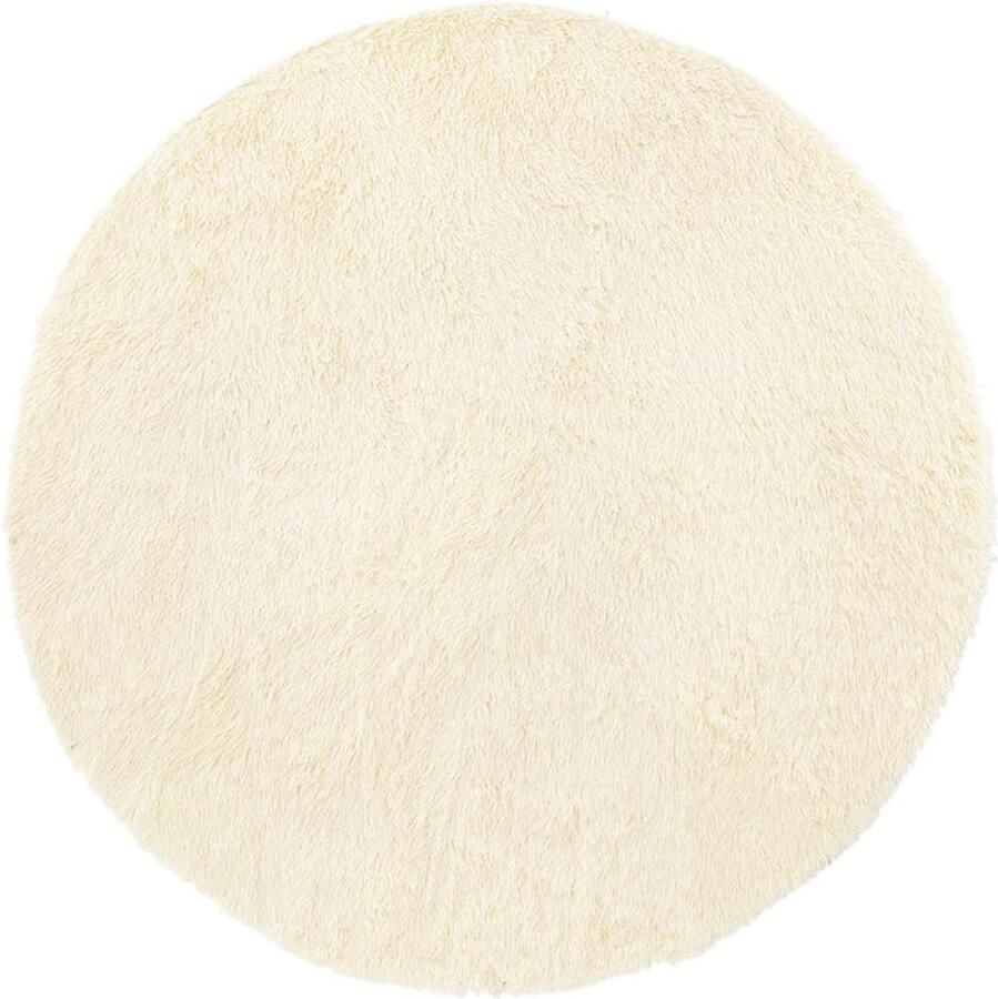 VidaXL Hoogpolig vloerkleed 120x120cm polyester hoogpolig crèmekleurig