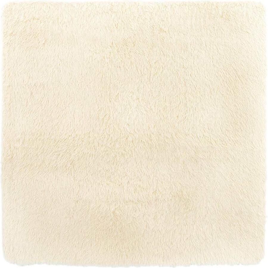 VidaXL Hoogpolig vloerkleed 120x120cm polyester hoogpolig crèmekleurig
