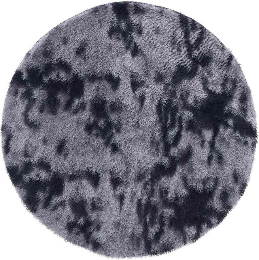 VidaXL Hoogpolig vloerkleed hoogpolig 120x120 cm polyester donkergrijs