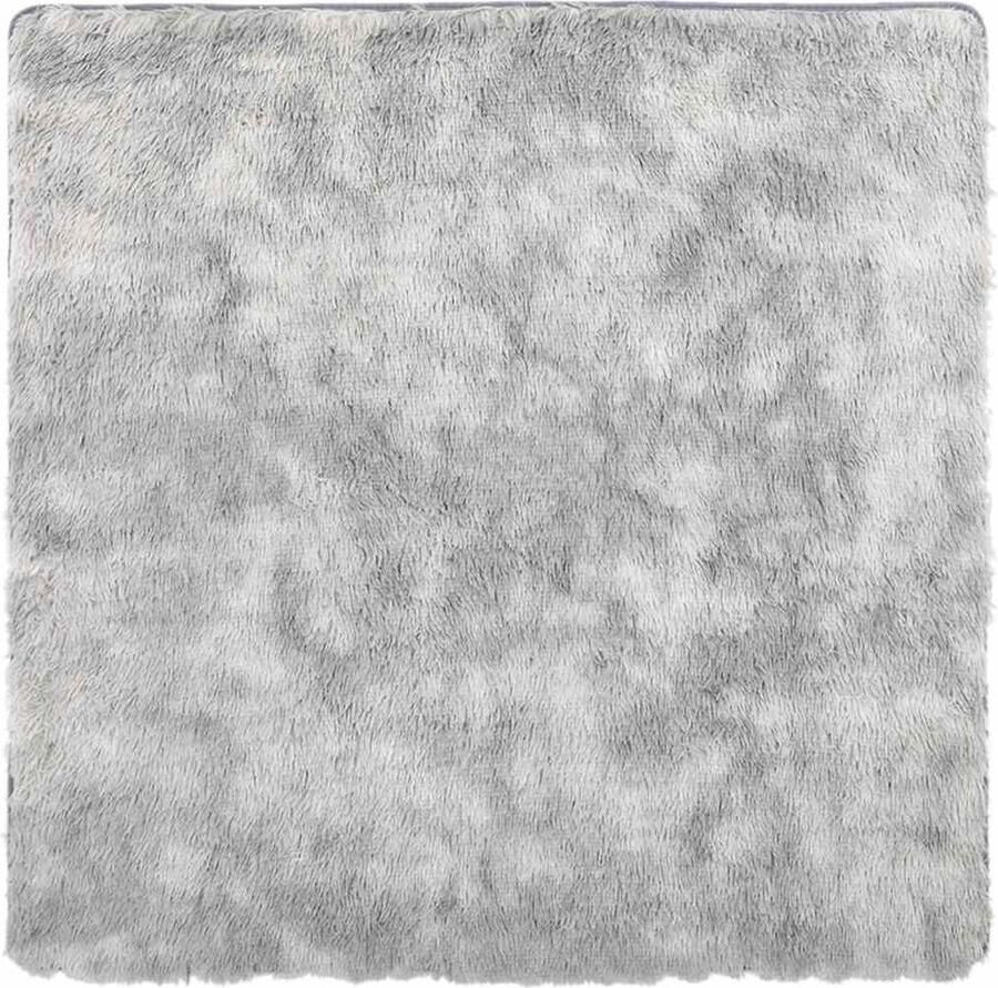 VidaXL Vloerkleed hoogpolig 120x120 cm polyester hoogpolig lichtgrijs
