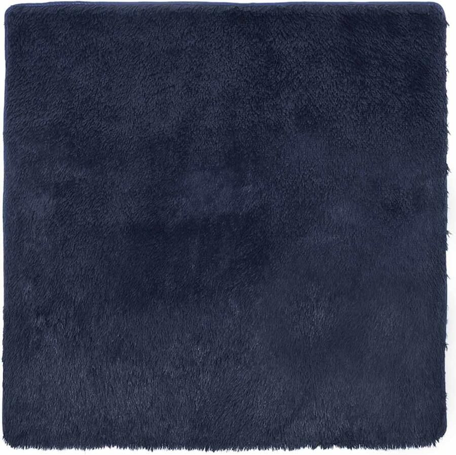 VidaXL Vloerkleed hoogpolig 120x120 cm polyester hoogpolig marineblauw