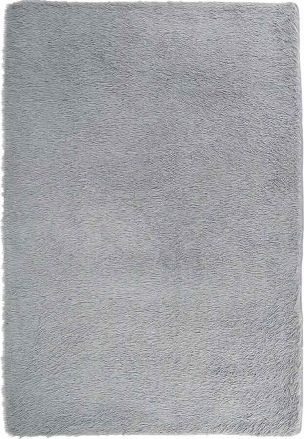 VidaXL Hoogpolig vloerkleed hoogpolig 120x170 cm polyester zilvergrijs - Foto 2