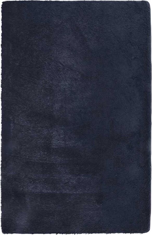 VidaXL Hoogpolig vloerkleed hoogpolig 130x200 cm polyester donkerblauw