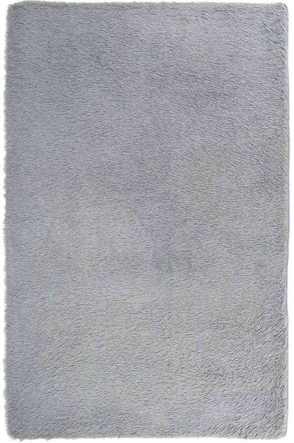 VidaXL Hoogpolig vloerkleed hoogpolig 130x200 cm polyester zilvergrijs