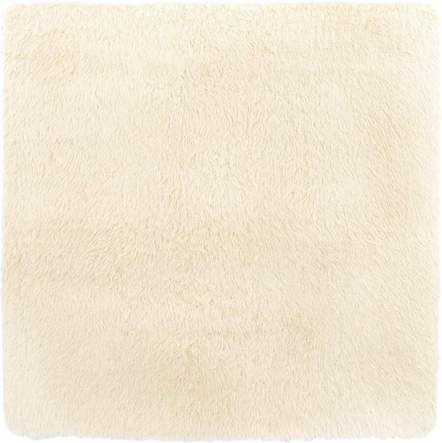 VidaXL Hoogpolig vloerkleed 160x160cm polyester hoogpolig crèmekleurig