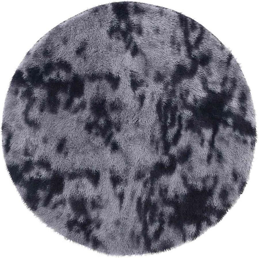 VidaXL Vloerkleed hoogpolig 160x160 cm polyester hoogpolig donkergrijs