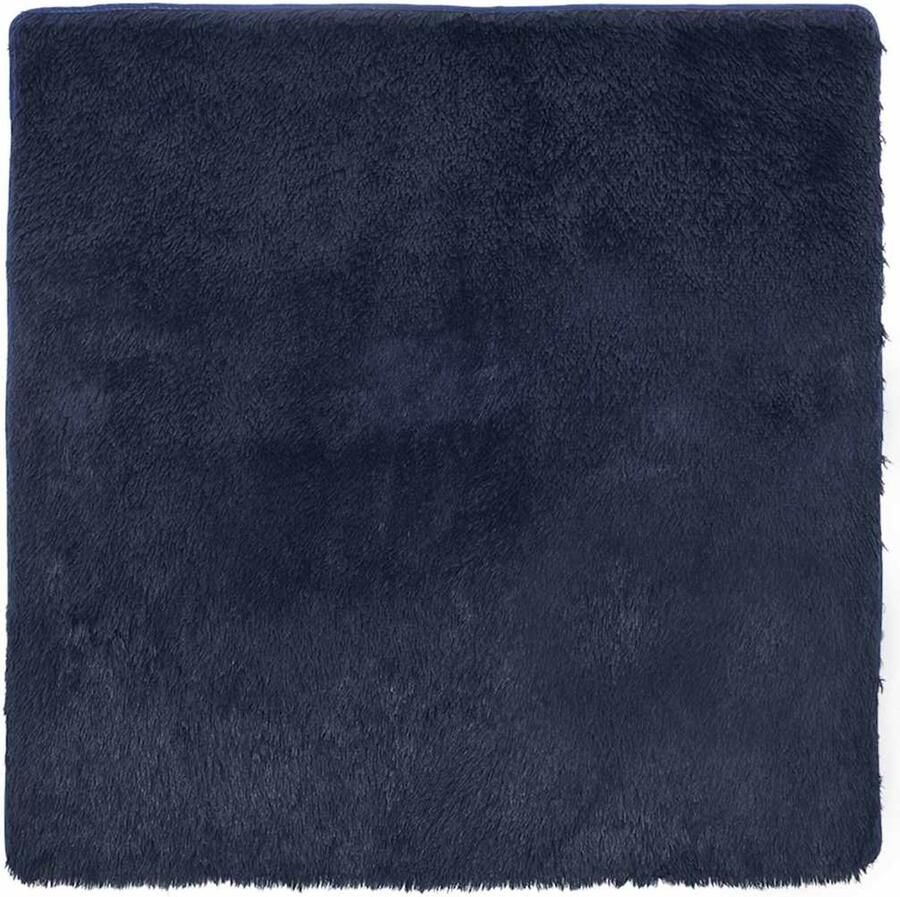 VidaXL Hoogpolig vloerkleed hoogpolig 160x160 cm polyester donkerblauw