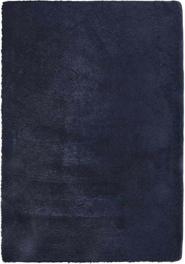 VidaXL Hoogpolig vloerkleed hoogpolig 160x230 cm polyester donkerblauw