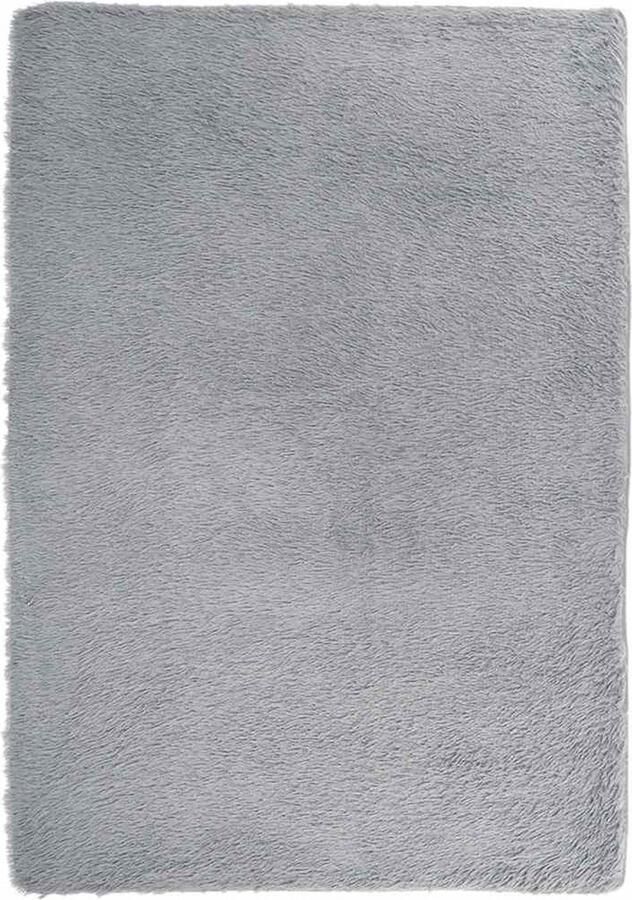 VidaXL Hoogpolig vloerkleed hoogpolig 160x230 cm polyester zilvergrijs - Foto 2