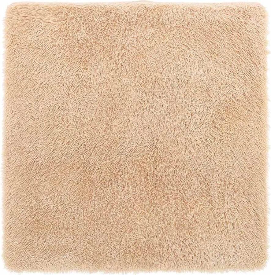 VidaXL Hoogpolig vloerkleed 120x120 cm polyester hoogpolig beige
