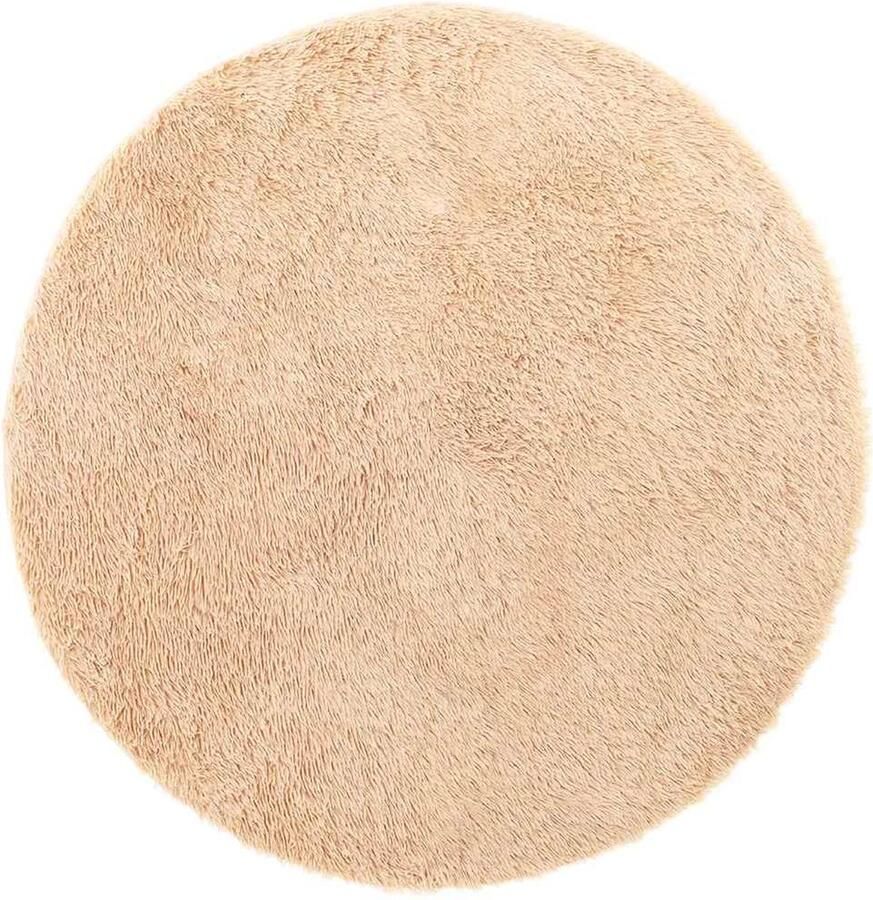 VidaXL Hoogpolig vloerkleed 200x200 cm polyester hoogpolig beige