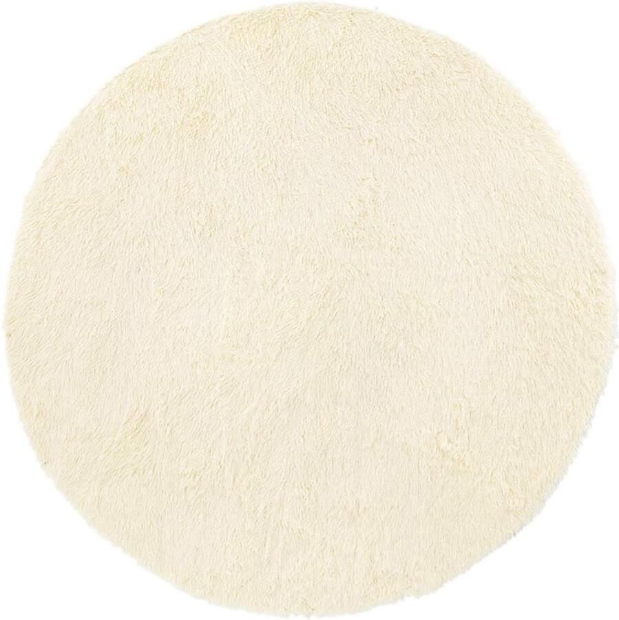 VidaXL Hoogpolig vloerkleed 200x200cm polyester hoogpolig crèmekleurig