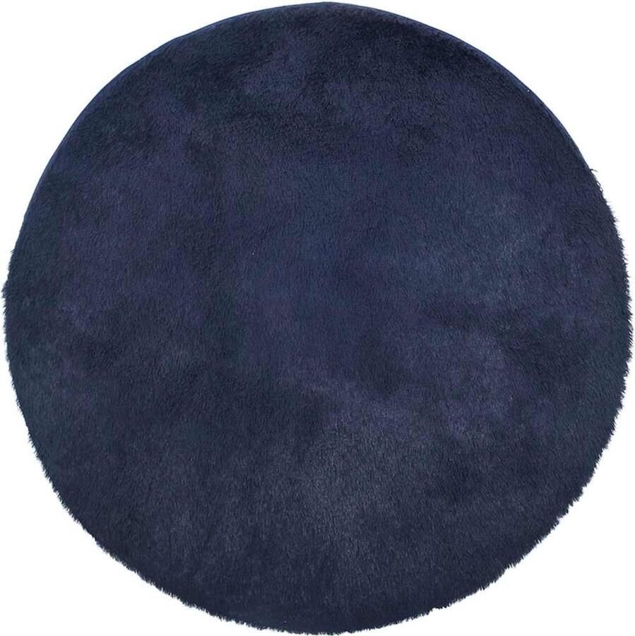 VidaXL Hoogpolig vloerkleed hoogpolig 240x240 cm polyester donkerblauw