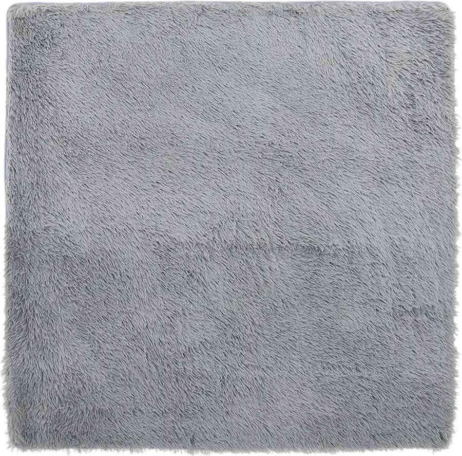 VidaXL Hoogpolig vloerkleed hoogpolig 240x240 cm polyester zilvergrijs - Foto 2