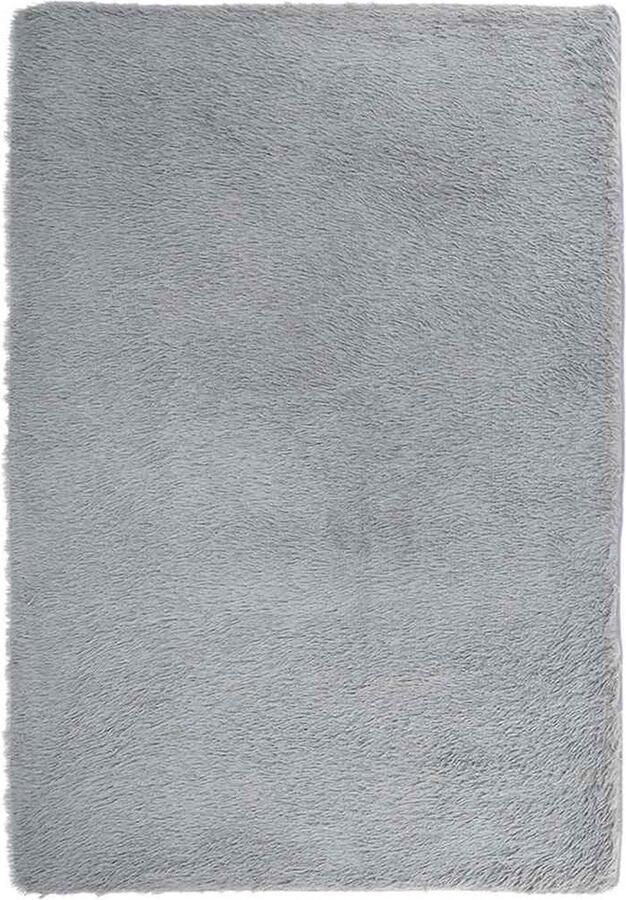 VidaXL Hoogpolig vloerkleed hoogpolig 200x290 cm polyester zilvergrijs - Foto 2